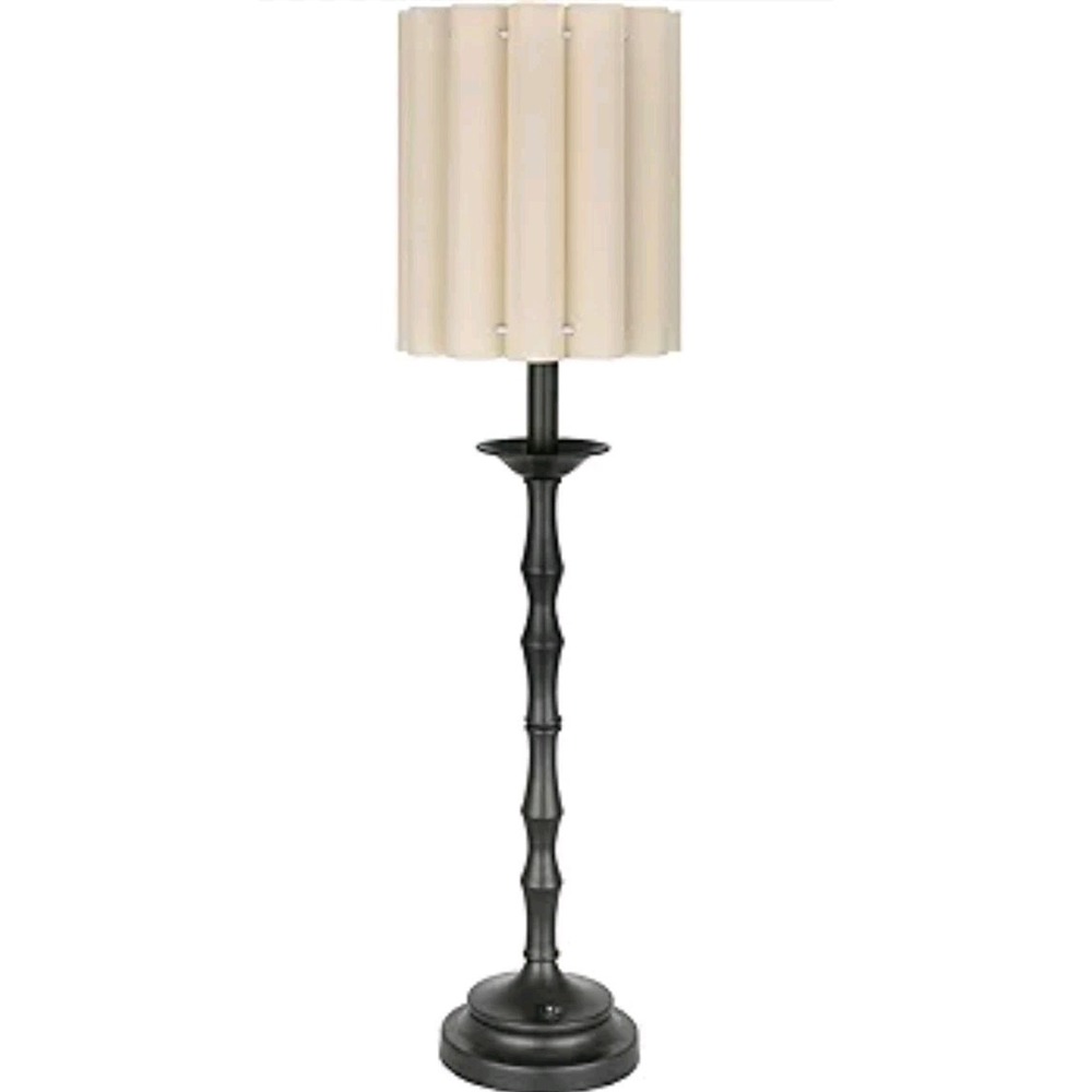 Black 28.9'' Scalloped Table Lamp, Rustic/Farmhouse Buffet Lamp, Scallop